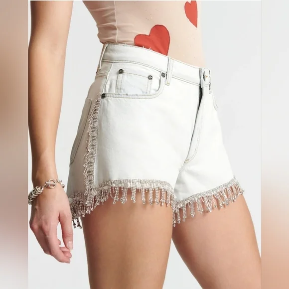 One Teaspoon, Razzle Dazzle Truckers Mid Waist Shorts,Bel Air Blue, Size 29, NWT